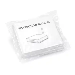 Printed manuals wrapped in dissolvable protective film